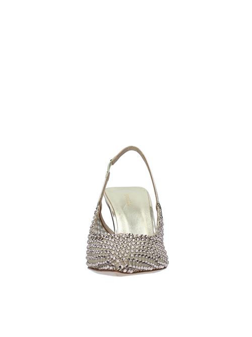 Décolleté Slingback modello GILDA in pelle e rete argentata, ulteriormente impreziosita da cristalli LE SILLA | 2299U080PLATINO